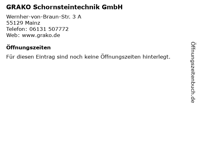 GRAKO Schornsteintechnik GmbH in Mainz: Adresse und Öffnungszeiten