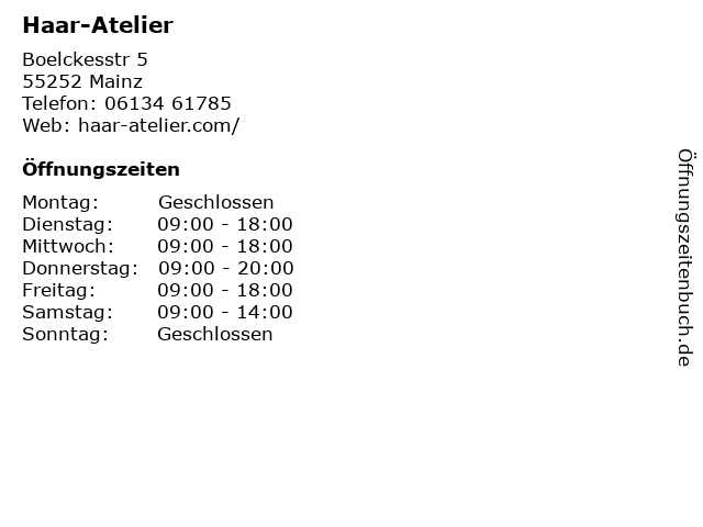 Haar-Atelier in Mainz: Adresse und Öffnungszeiten