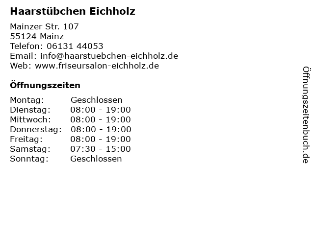 Haarstübchen Eichholz in Mainz: Adresse und Öffnungszeiten