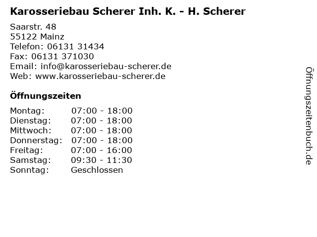 Karosseriebau Scherer Inh. K. - H. Scherer in Mainz: Adresse und Öffnungszeiten
