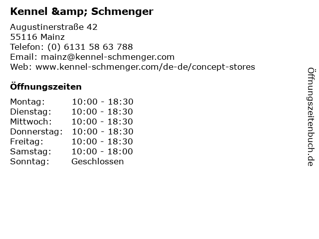 Kennel & Schmenger in Mainz: Adresse und Öffnungszeiten