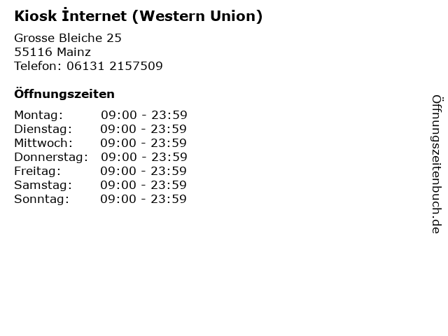 Kiosk İnternet (Western Union) in Mainz: Adresse und Öffnungszeiten