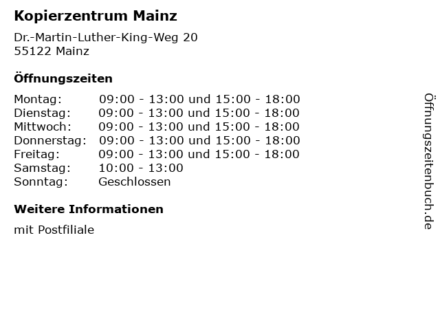 Kopierzentrum Mainz in Mainz: Adresse und Öffnungszeiten
