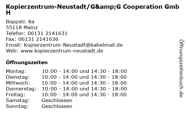 Kopierzentrum-Neustadt in Mainz: Adresse und Öffnungszeiten