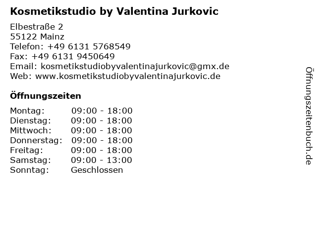 Kosmetikstudio by Valentina Jurkovic in Mainz: Adresse und Öffnungszeiten