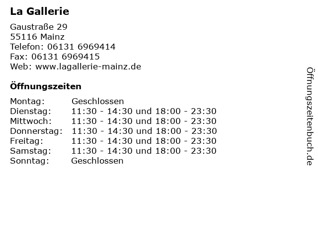 La Gallerie in Mainz: Adresse und Öffnungszeiten