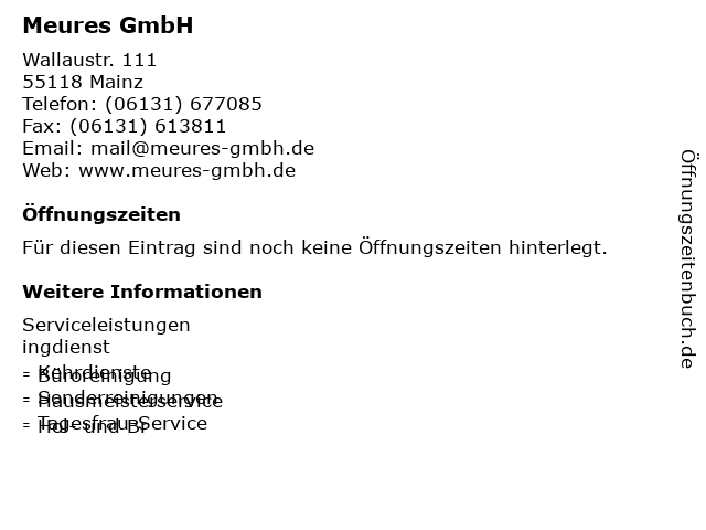 Meures GmbH in Mainz: Adresse und Öffnungszeiten