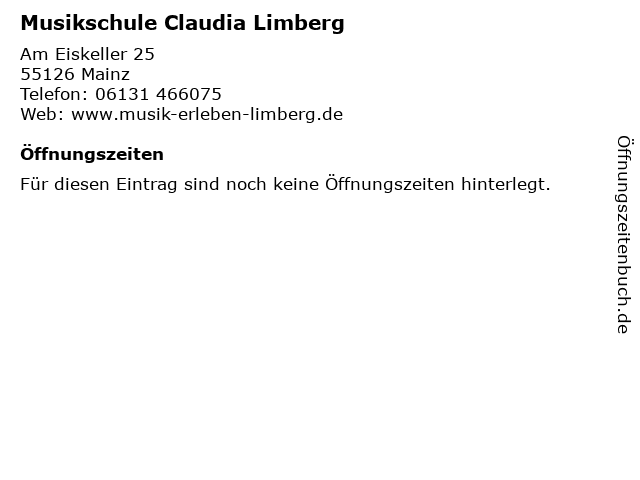 Musikschule Claudia Limberg in Mainz: Adresse und Öffnungszeiten