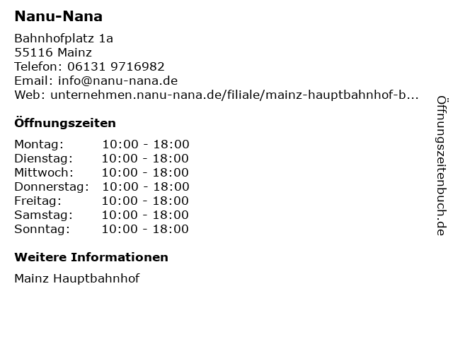 Nanu-Nana in Mainz: Adresse und Öffnungszeiten