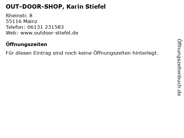 OUT-DOOR-SHOP, Karin Stiefel in Mainz: Adresse und Öffnungszeiten