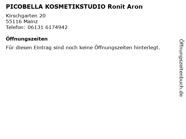 PICOBELLA KOSMETIKSTUDIO Ronit Aron in Mainz: Adresse und Öffnungszeiten