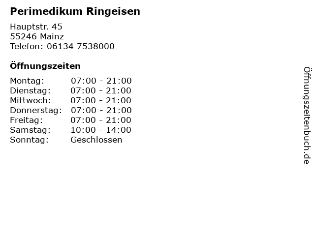 Perimedikum Ringeisen in Mainz: Adresse und Öffnungszeiten