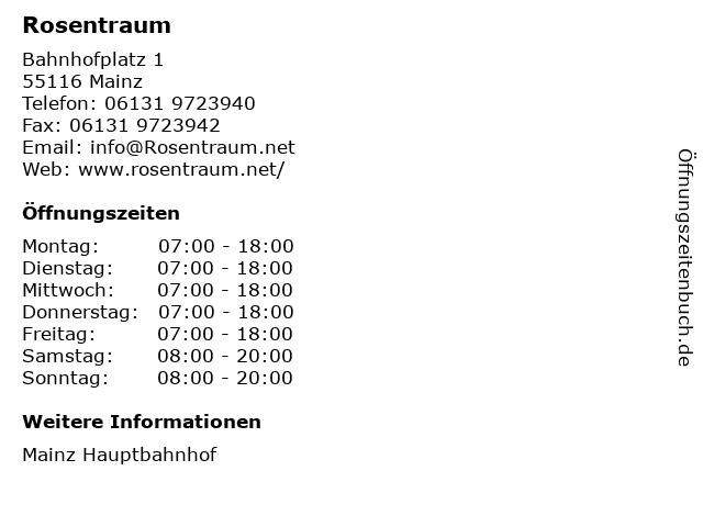 Rosentraum in Mainz: Adresse und Öffnungszeiten