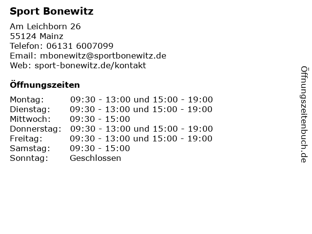 Sport Bonewitz in Mainz: Adresse und Öffnungszeiten