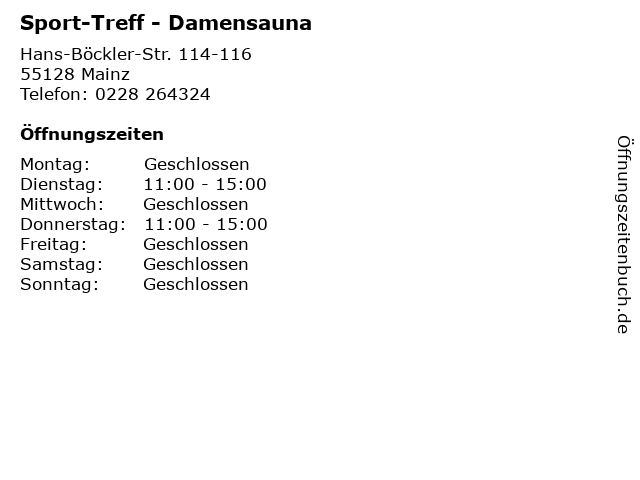 Sport-Treff - Damensauna in Mainz: Adresse und Öffnungszeiten