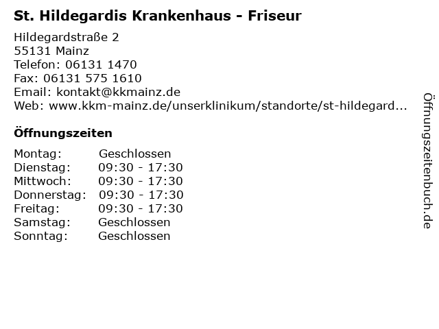 St. Hildegardis Krankenhaus - Friseur in Mainz: Adresse und Öffnungszeiten