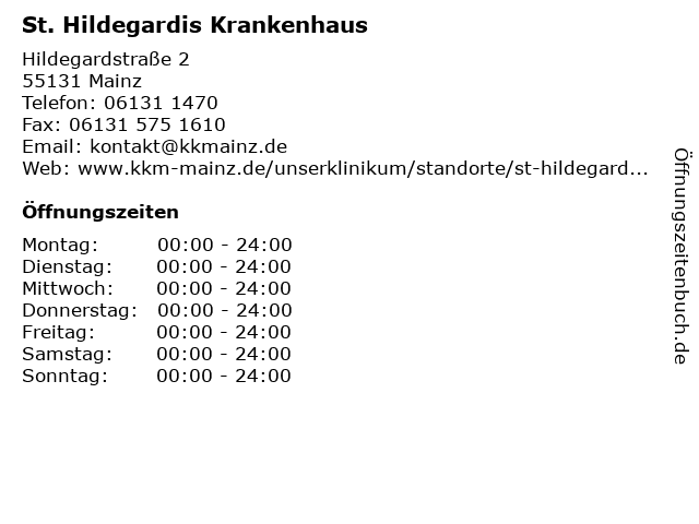 St. Hildegardis Krankenhaus in Mainz: Adresse und Öffnungszeiten