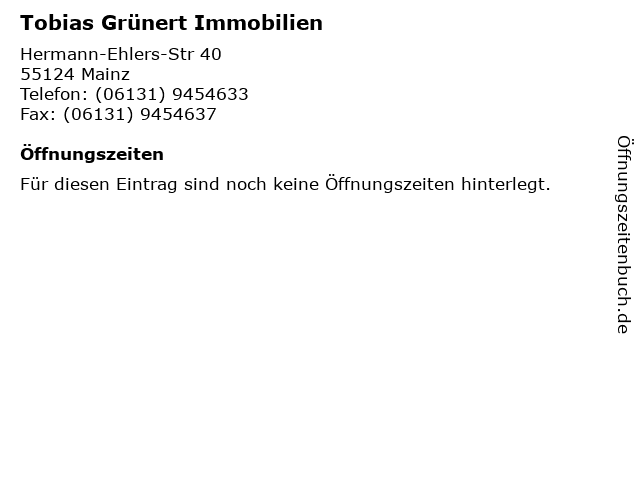 Tobias Grünert Immobilien in Mainz: Adresse und Öffnungszeiten