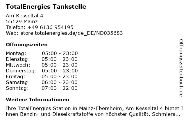 TotalEnergies Tankstelle in Mainz: Adresse und Öffnungszeiten