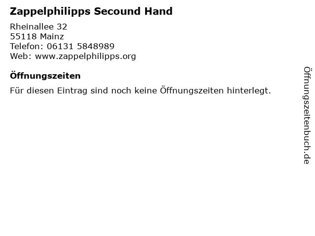 Zappelphilipps Secound Hand in Mainz: Adresse und Öffnungszeiten