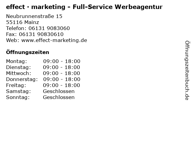 effect · marketing - Full-Service Werbeagentur in Mainz: Adresse und Öffnungszeiten