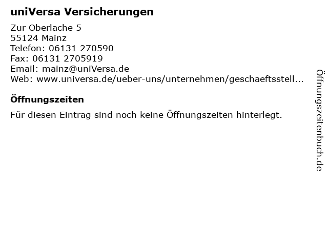 uniVersa Versicherungen in Mainz: Adresse und Öffnungszeiten