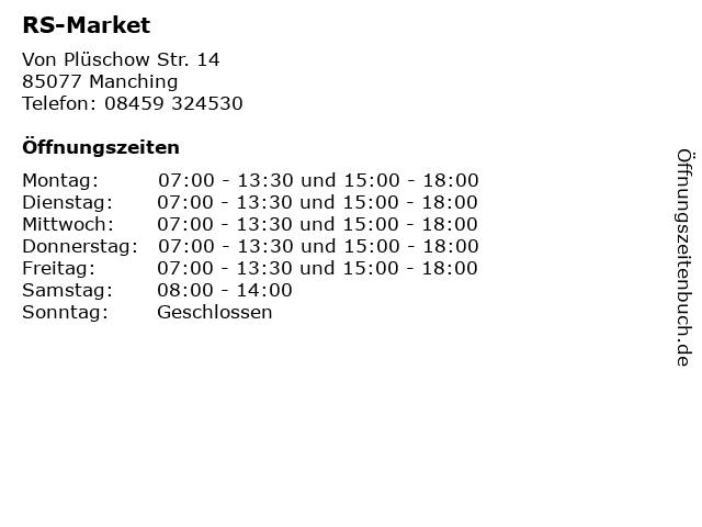 RS-Market in Manching: Adresse und Öffnungszeiten