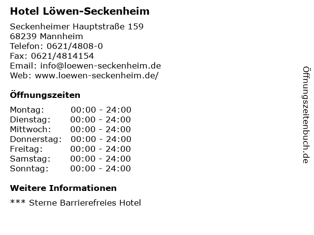 Hotel Löwen-Seckenheim in Mannheim: Adresse und Öffnungszeiten