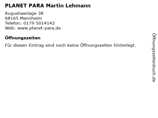 PLANET PARA Martin Lehmann in Mannheim: Adresse und Öffnungszeiten