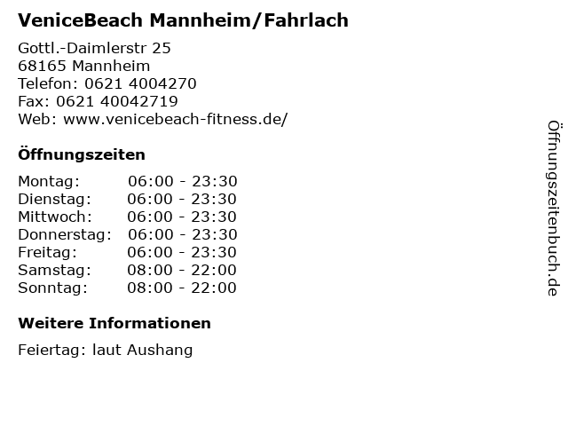 VeniceBeach Mannheim/Fahrlach in Mannheim: Adresse und Öffnungszeiten