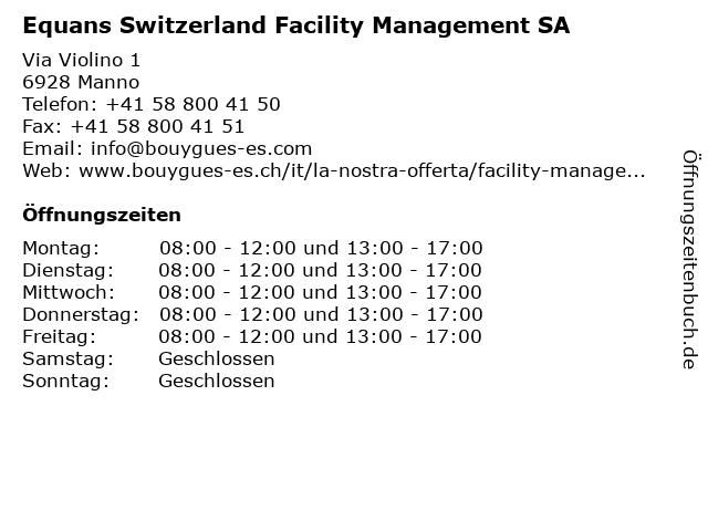 Bouygues Energies & Services Svizzera SA in Manno: Adresse und Öffnungszeiten