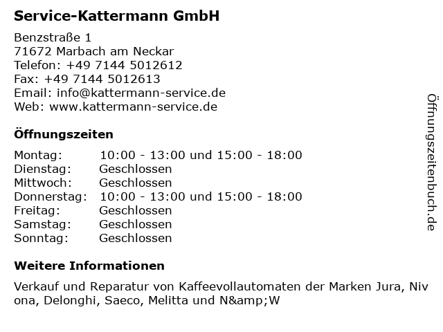 Service-Kattermann GmbH in Marbach am Neckar: Adresse und Öffnungszeiten