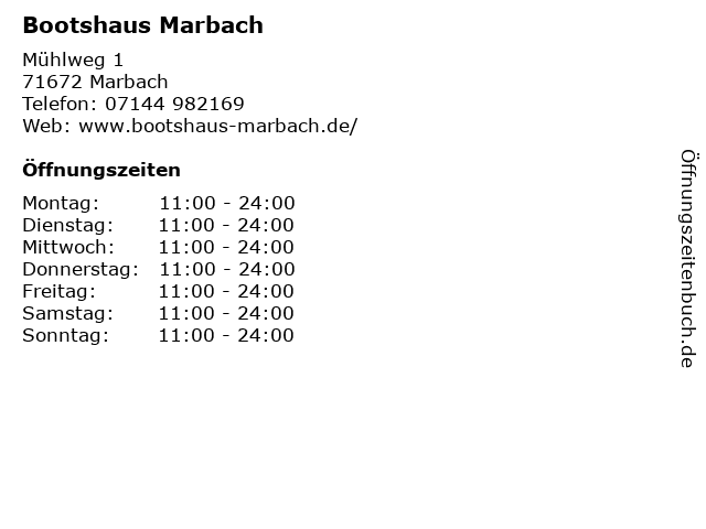 Bootshaus Marbach in Marbach: Adresse und Öffnungszeiten