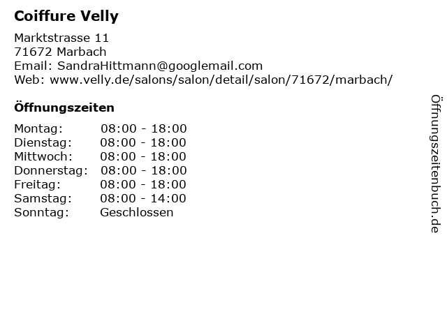 Coiffure Velly in Marbach: Adresse und Öffnungszeiten