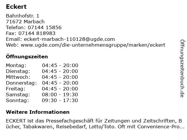 Eckert in Marbach: Adresse und Öffnungszeiten