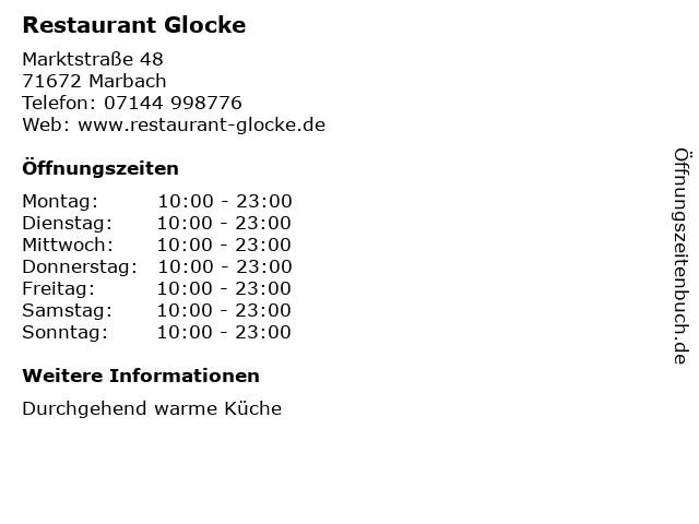 Restaurant Glocke in Marbach: Adresse und Öffnungszeiten