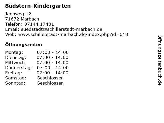  ᐅ Südstern-Kindergarten in Marbach 