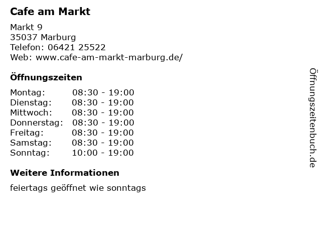 Cafe am Markt in Marburg: Adresse und Öffnungszeiten