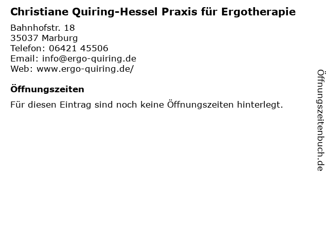 Christiane Quiring-Hessel Praxis für Ergotherapie in Marburg: Adresse und Öffnungszeiten