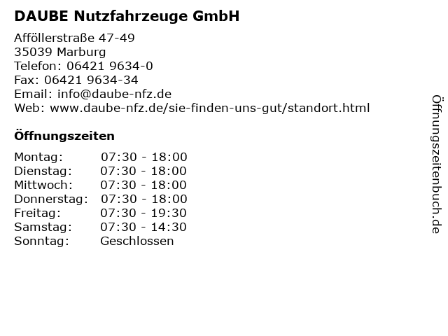 DAUBE Nutzfahrzeuge GmbH in Marburg: Adresse und Öffnungszeiten