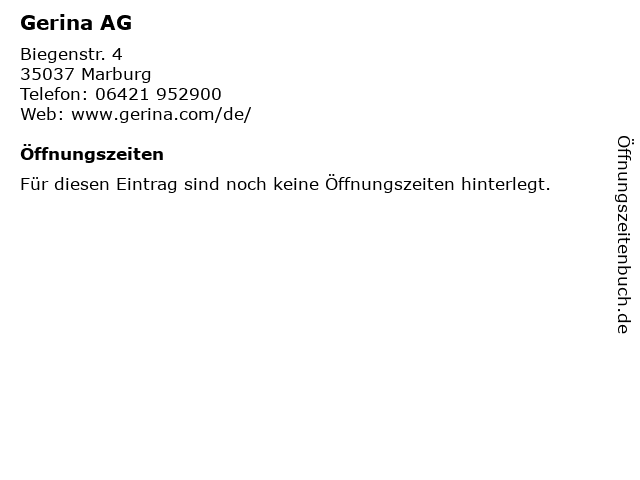 Gerina AG in Marburg: Adresse und Öffnungszeiten