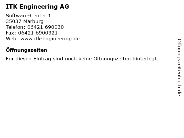 ITK Engineering AG in Marburg: Adresse und Öffnungszeiten
