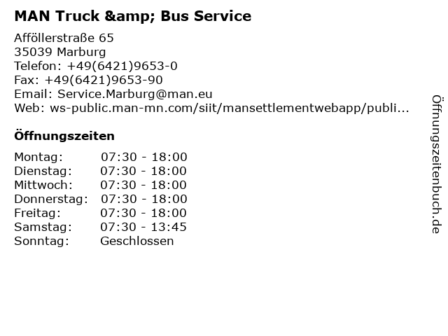 MAN Truck & Bus Service in Marburg: Adresse und Öffnungszeiten