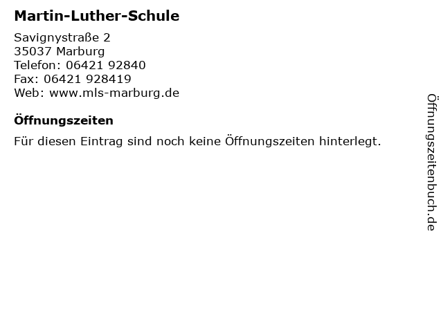 Martin-Luther-Schule in Marburg: Adresse und Öffnungszeiten