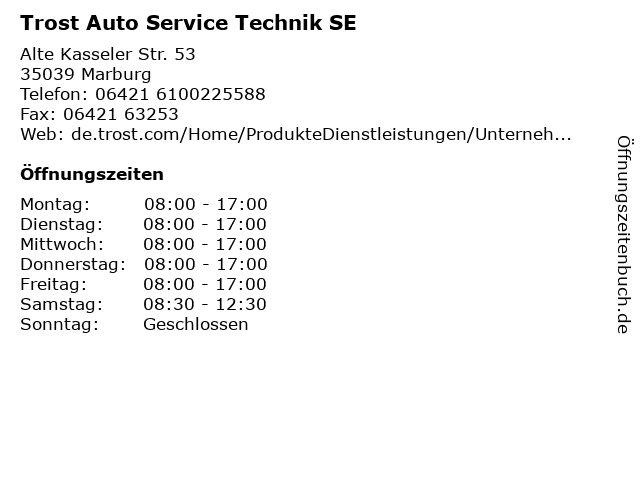 Trost Auto Service Technik SE in Marburg: Adresse und Öffnungszeiten