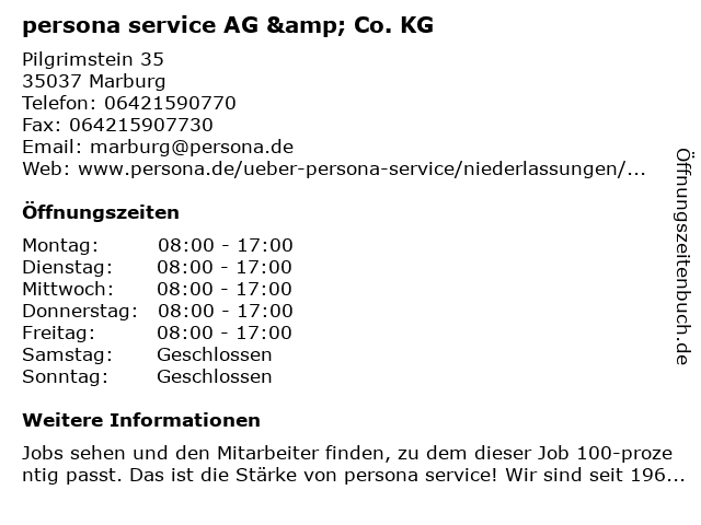 persona service AG & Co. KG in Marburg: Adresse und Öffnungszeiten