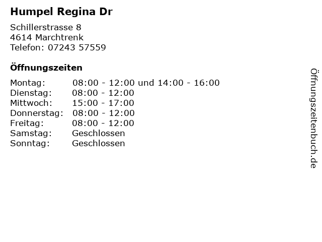 Humpel Regina Dr in Marchtrenk: Adresse und Öffnungszeiten