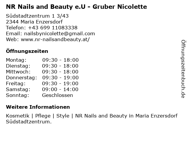 NR Nails and Beauty e.U - Gruber Nicolette in Maria Enzersdorf: Adresse und Öffnungszeiten