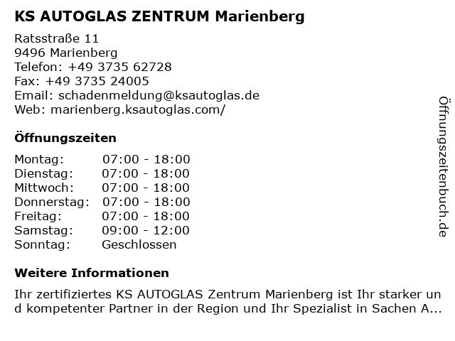 KS AUTOGLAS ZENTRUM Marienberg in Marienberg: Adresse und Öffnungszeiten