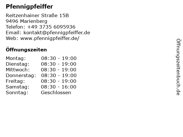 ᐅ Öffnungszeiten „Pfennigpfeiffer“ | Reitzenhainer Straße 15B in Marienberg